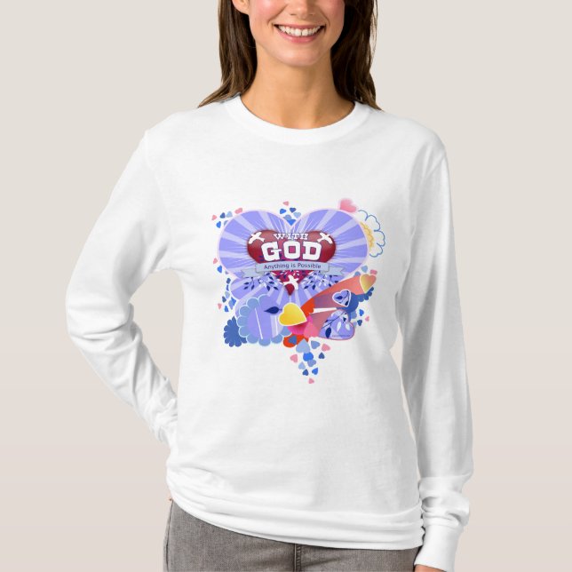 Med Gud Hjärtan T Shirt (Framsida)