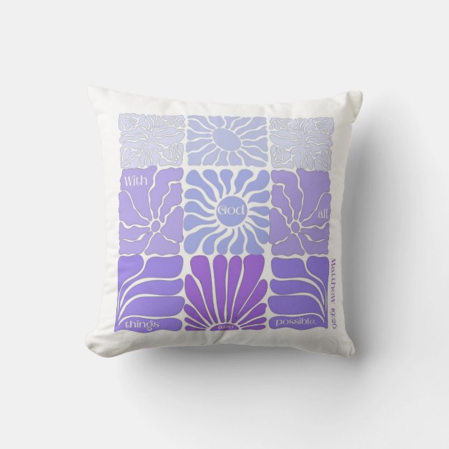 Med Gud i Sak är det möjligt med Blommigt, estetis Kudde (Framsida)