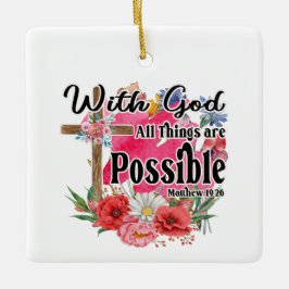 Med Gud kan Sak vara en kristen bibel Julgransprydnad Keramik