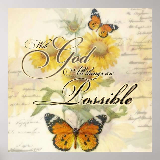 Med Gud solrosor och fjäril   Poster (Framsidan)