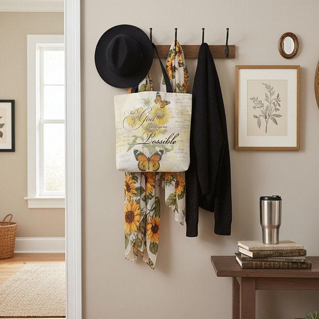 Med Gud Sunblommor och fjäril Tygkasse (Skapare uppladdad)