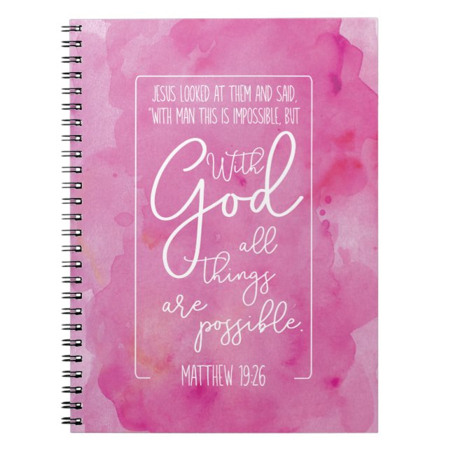 Med guden är alla saker den möjlighetMatthew 19:26 Anteckningsbok (Framsidan)