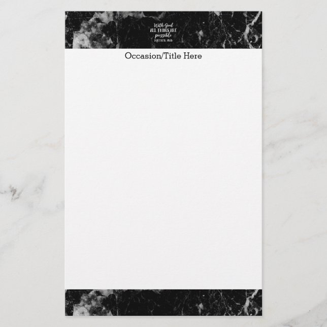 Med guden är alla saker möjlighetkristenbibeln brevpapper (Framsida)