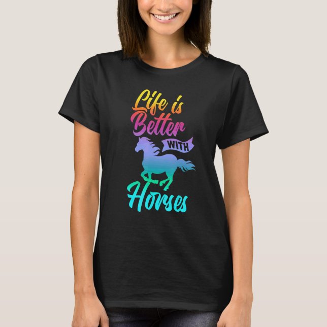Med hästar söt ridning t shirt (Framsida)