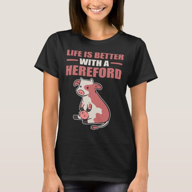 med Hereford Cow Farmer T Shirt (Framsida)
