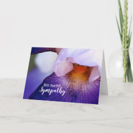 Med hjärtfilt sympati Lila Iris Blommigt Photo Kort