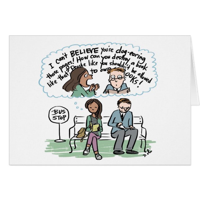 Med hundöron sidafasakort för bokälskare hälsningskort (Framsidan Horizontal)