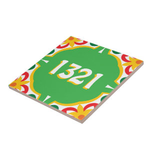 Med husnummer Azulejos, dekorativa mönster, Kakelplatta