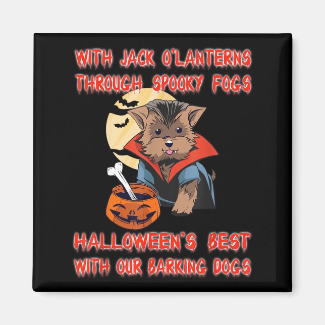 Med Jack O Lanterns Genom Kusliga Dimmor Roligt Magnet (Framsidan)