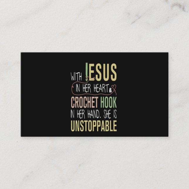 Med Jesus i hennes hjärta Crochet Krok i hennes ha Visitkort (Framsida)