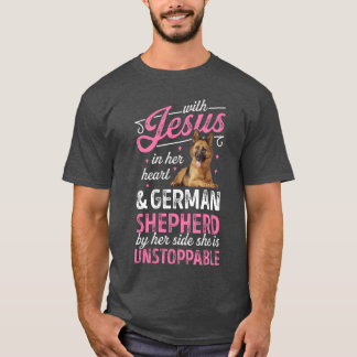 Med Jesus i hennes hjärta och tyskt fårhund-tröja T Shirt