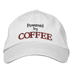 Med kaffe broderad keps