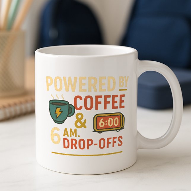 Med kaffe och 6 på morgonen, avhopp från baksidan  kaffemugg (Skapare uppladdad)