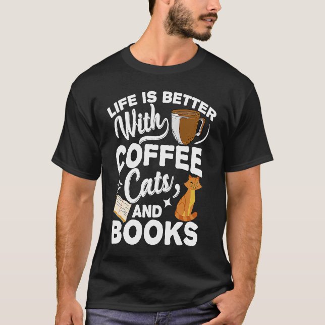 med kaffe och Bokar Barista Espresso T Shirt (Framsida)
