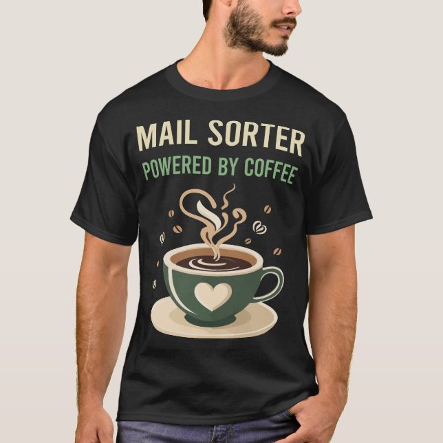 Med kaffepostsorterare t shirt (Framsida)