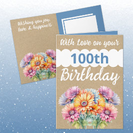Med kärlek 100-årsdag: Blåblommor från gerbera Kort