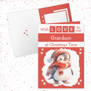 Med kärlek-barnson-penguin-röd jul helgkort