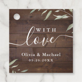 Med kärlek elegant grönt trä, rustik bröllop gåvor etiketter