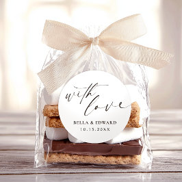 Med Kärlek Elegant Tack Bröllop Runt Klistermärke