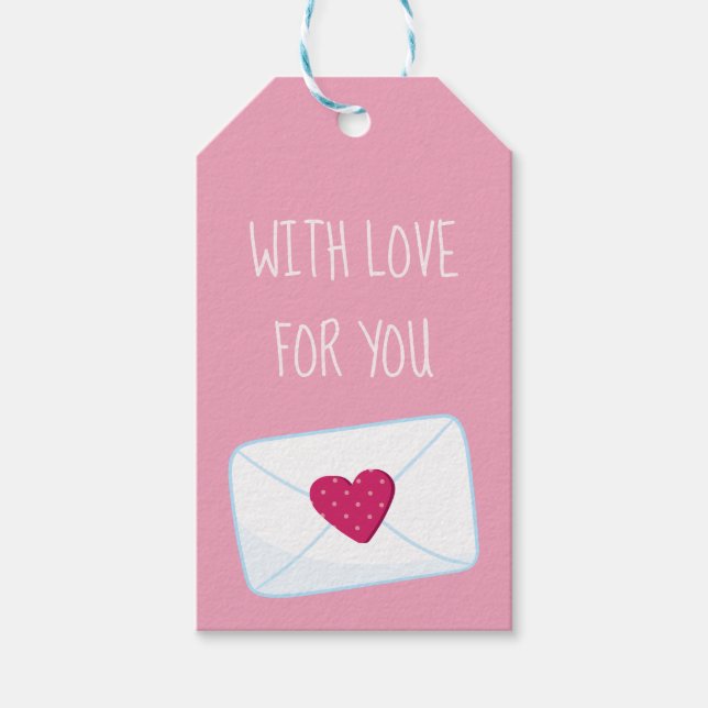 Med Kärlek för ditt valentines day brev hjärta Presentetikett (Framsidan)