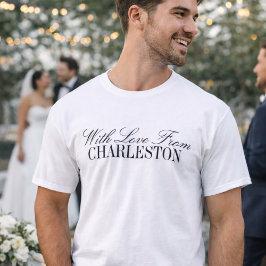 Med Kärlek Från Custom City Bröllops Merch Toss T Shirt