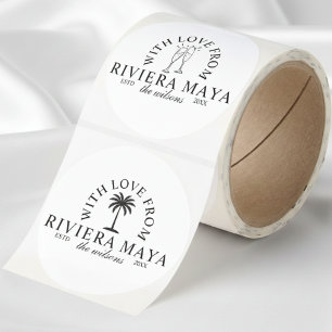 Med kärlek från Destination Wedding Merch Station Runt Klistermärke