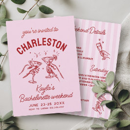 Med Kärlek från [din stad] Rosa Bachelorette Party Inbjudningar