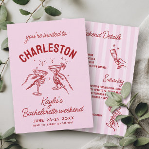 Med Kärlek från [din stad] Rosa Bachelorette Party Inbjudningar