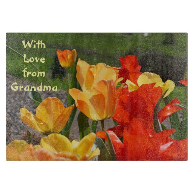 Med kärlek från mormor skärbrädor Tulpaner (Framsidan)
