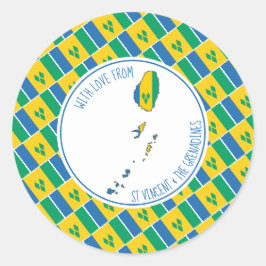 Med Kärlek från ST VINCENT FLAGGA Vincitan Karta Runt Klistermärke