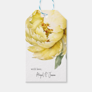 Med kärlek Gul Peony Personliga Namn Bröllop  Presentetikett