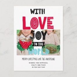 MED KÄRLEK JOY TO WORLD PHOTO Folk Art Vykort