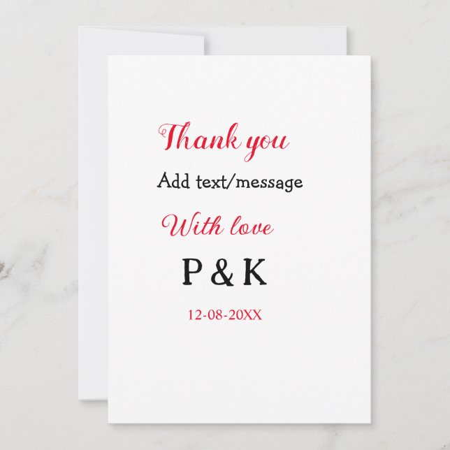 Med kärlek lägg parnamn bokstav tack lägg datum inbjudningar (Framsida)