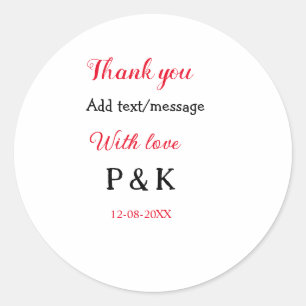 Med kärlek lägg till förnamn bokstav tack lägg til runt klistermärke