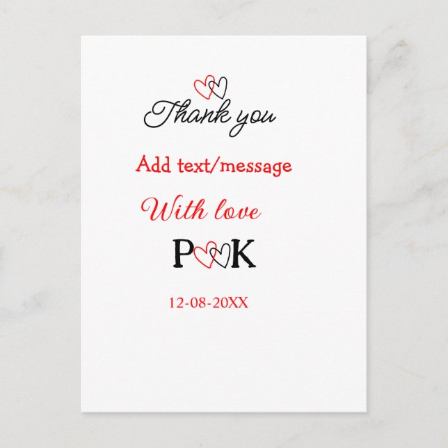 Med kärlek lägg till förnamnet tack lägg till datu vykort (Framsida)