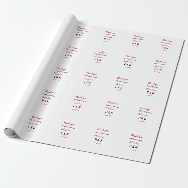 Med kärlek lägg till parets namn bokstav tack lägg presentpapper (Utrullad)