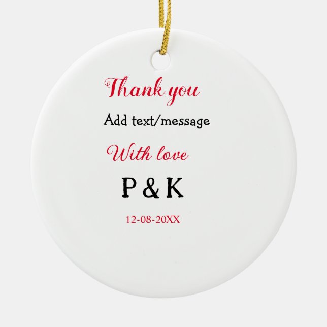 Med kärlek lägg till parnamn bokstav tack lägg til julgransprydnad keramik (Framsidan)