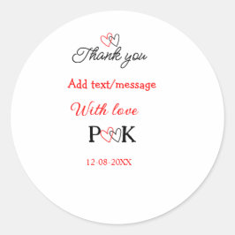 Med kärlek lägg till parnamn bokstav tack lägg til runt klistermärke