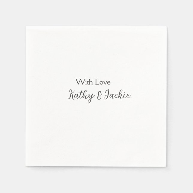 Med kärlek lägger du till ett par namn bröllop-min pappersservett (Framsidan)