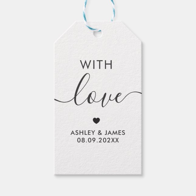 Med Kärlek Märkre, Bröllop Gift Märkre, Kraft Presentetikett (Framsidan)