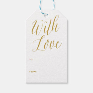 Med Kärlek Märkrn Guld Modern Calligraphy Gift Presentetikett