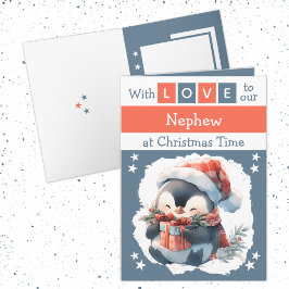 Med kärlek nefew penguin grått jul helgkort