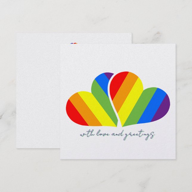 med kärlek och regnbågs hjärtan kort (Fram/baksida)