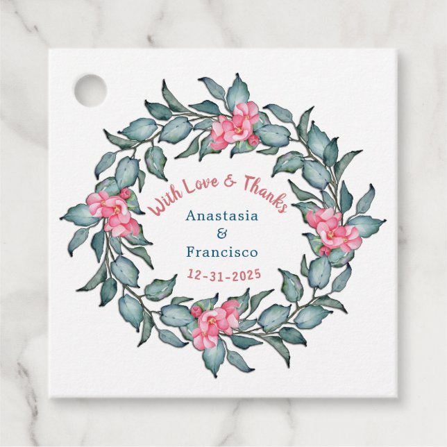 Med Kärlek och tack Bröllop-årsdagen Gåvor Etiketter (Framsida)