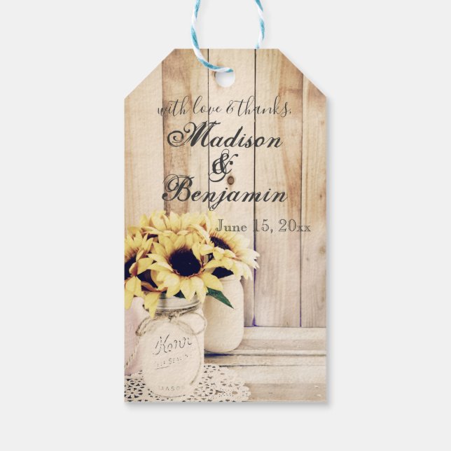 Med Kärlek och tack Mason Burk Bröllop Tack Presentetikett (Baksidan)