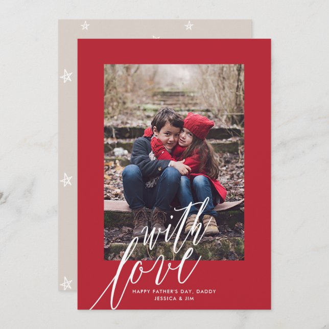 Med Kärlek på Fars dag-fotohälsningskort Julkort (Fram/baksida)