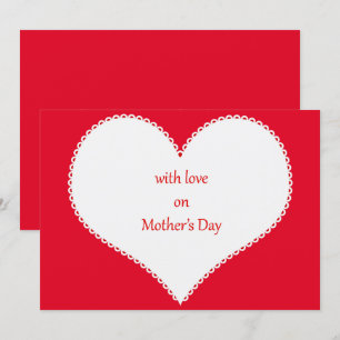 Med Kärlek på Mors dag i Heart Red Background Inbjudningar