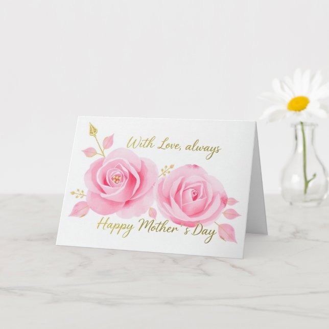 Med Kärlek Rosa ros Mors dag Morsa Kort (Liten växt)