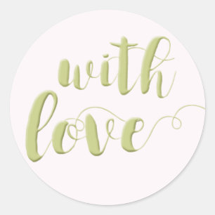 Med Kärlek, Sage Script Typography Round-etikett Runt Klistermärke
