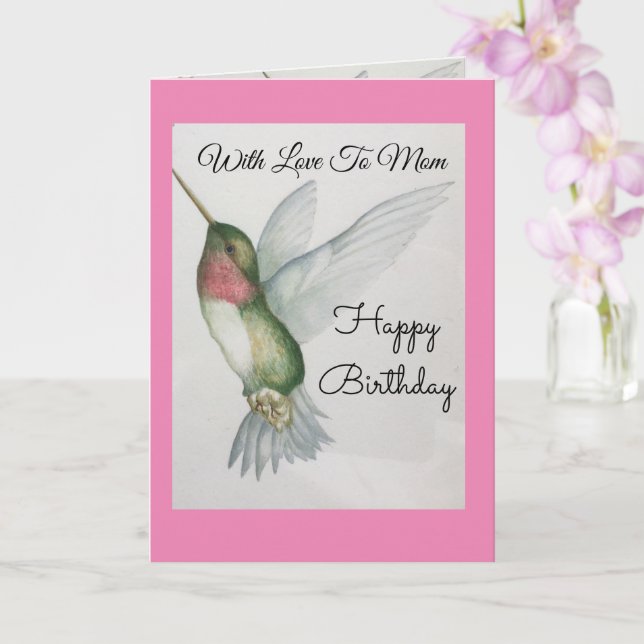 Med Kärlek till Mamma Hummingbird Grattis på födel Kort (Orkide)